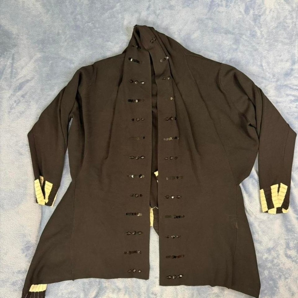 Black vintage gardy 70s jacket with black and white buttons women‎ Size: L